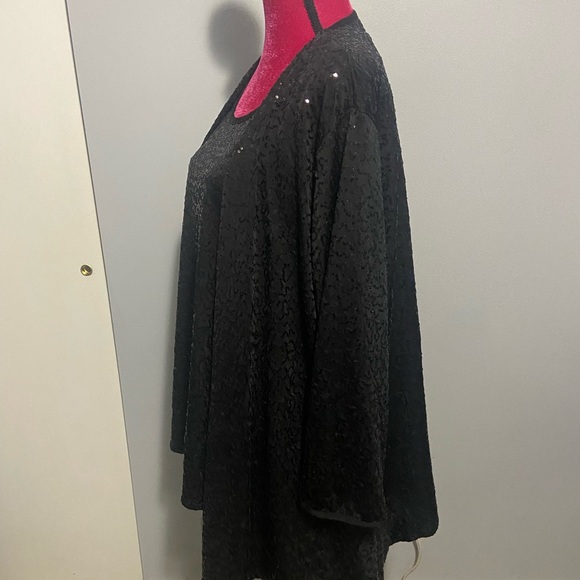 Caroline rose black sequin blouse cardigan set 1X - Picture 3 of 11